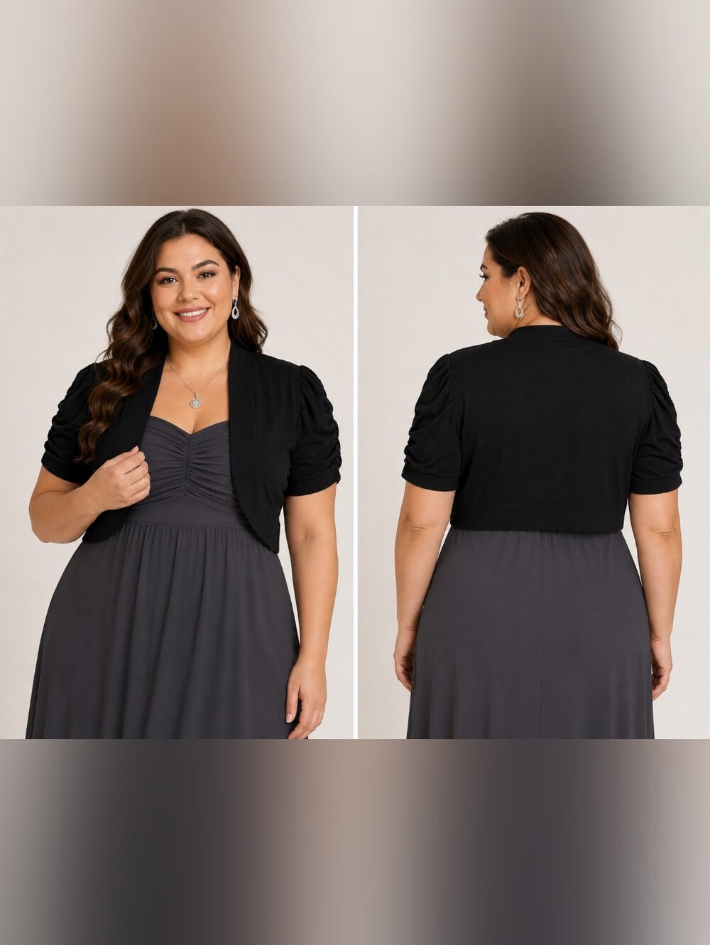 Ambiance Black Cropped Bolero Shrug Cardigan | Size 2XL